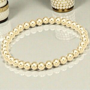 Luxury 18K Gold Filled Over 925 Sterling 6mm Beaded Bracelet Hand Crafted